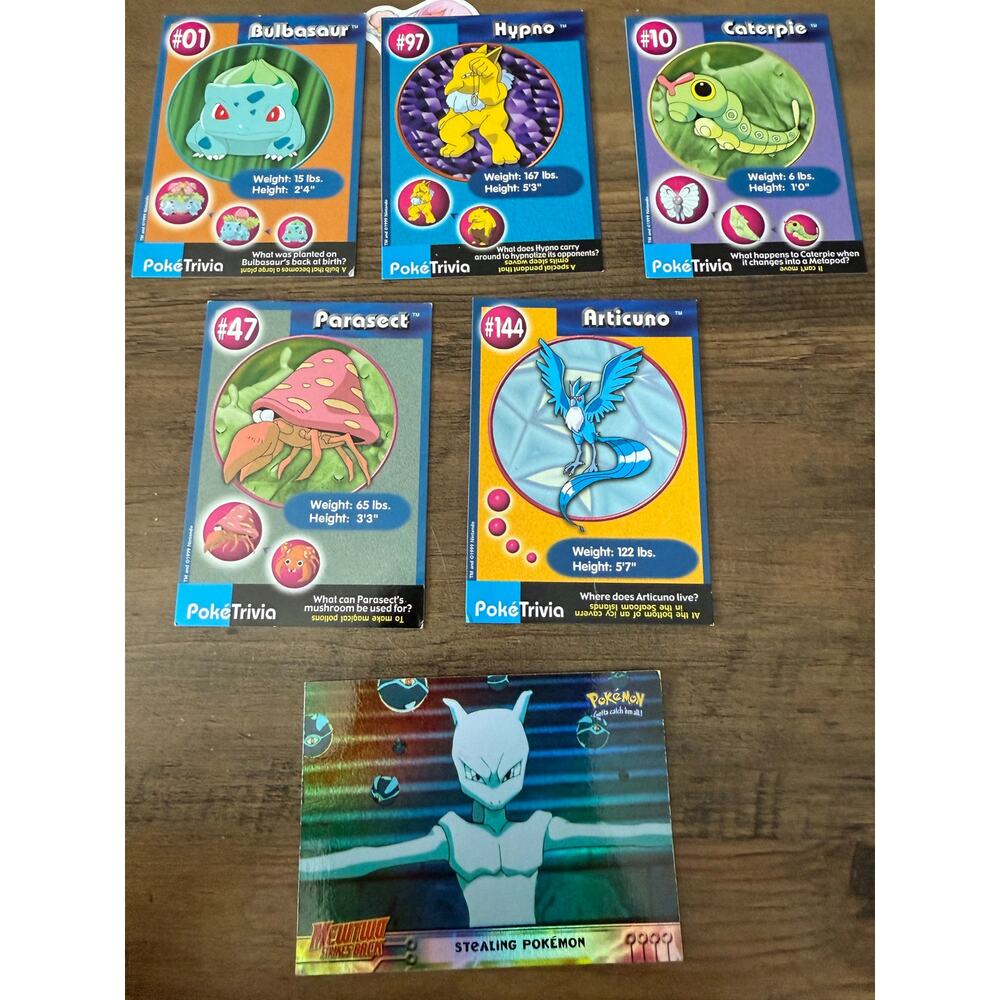 6/$25 Pokémon the First Movie Trivia Cards - 6 Cards